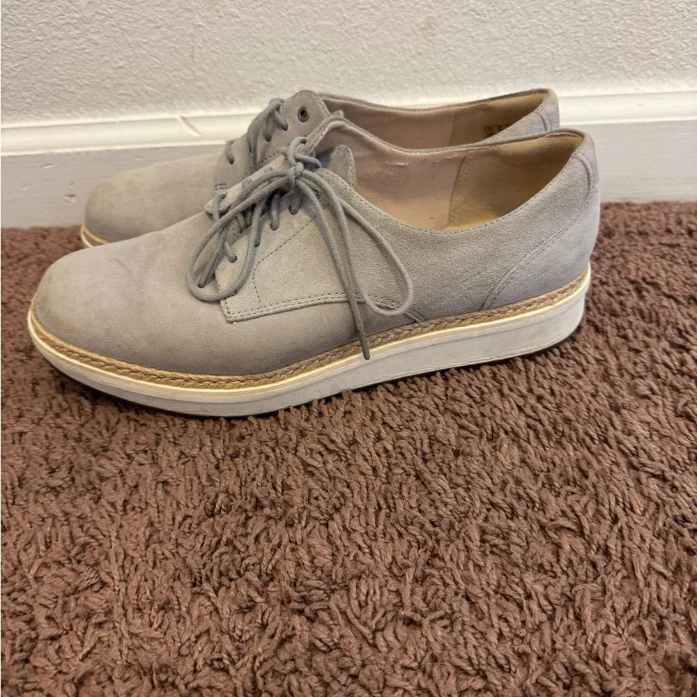 Clarks Teadale Rhea Oxfords Light Grey Suede Shoes Size 10 - Picture 5 of 11
